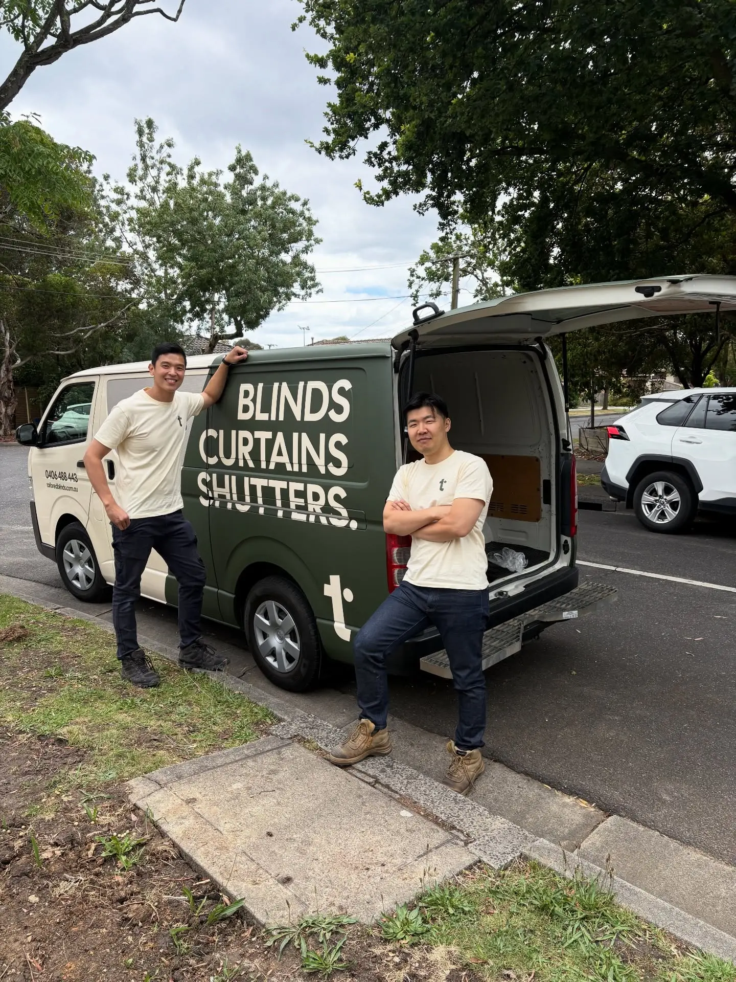 Tailored Blinds team with their van